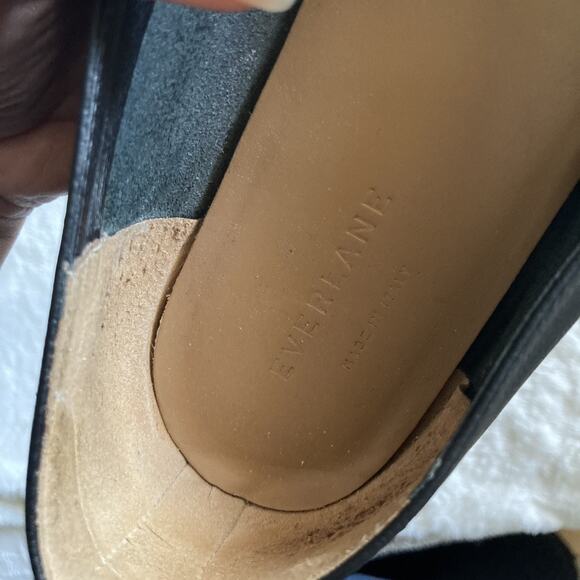 Everlane The Day Glove Slip On Tan Leather Ballet Flats US 10.5 Black round toe - Picture 11 of 16